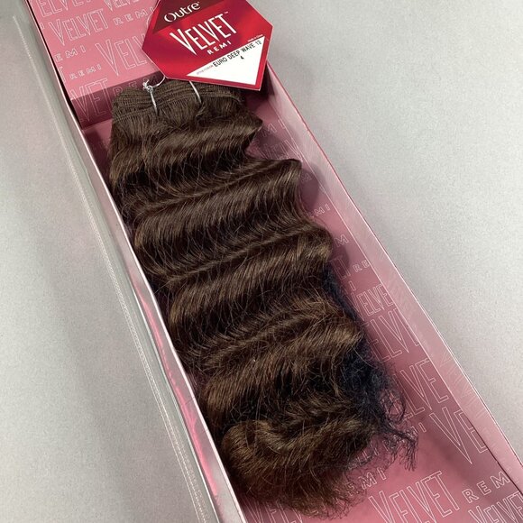 12” Euro Deep #4 Dark Brown Velvet Remi by Outre Human Hair Weft Extensions - Picture 2 of 4